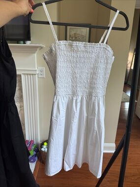 Steve Madden NWOT White Smocked Sundress with Spaghetti Straps and Pockets